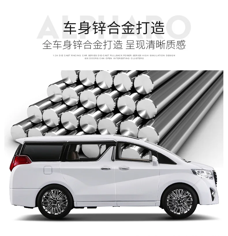 Новинка 1:24 1:32 Toyota Alphard Роскошная бизнес-модель автомобиля из сплава с откидной спинкой литые игрушечные транспортные средства 6 дверей можно открыть