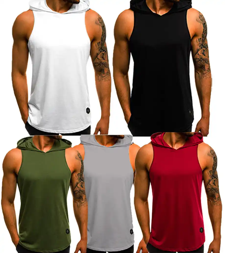 Mens Cotton Slim Vest Tank Tops Sweatshirt Gym Muscle Sleeveless T-shirt Shirt