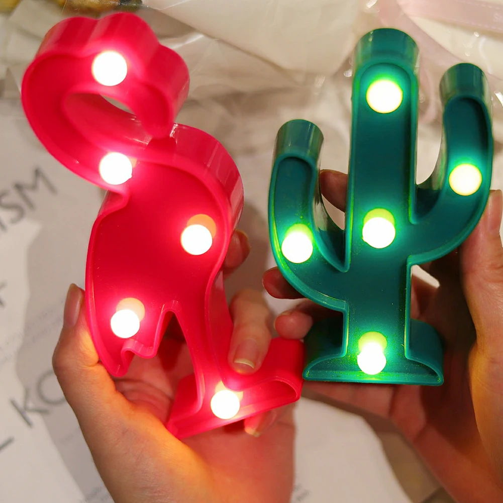 3D для малышей с изображением в виде ананаса Фламинго неоновые кактус Форма светодиодный Ночной светильник лампа Рождественский Декор