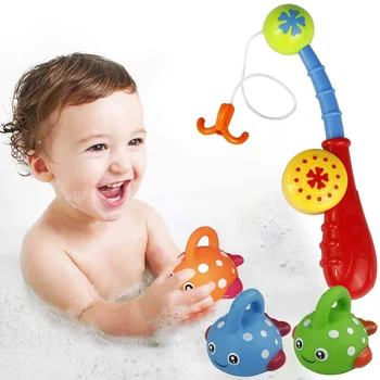 

Bath Toy Fishing Game with Cute Spotted Fish and Fishing Rod Best Gift for Children Boys Girls Bathtub Fun Time