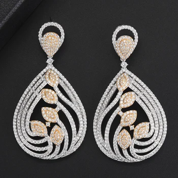 

High Quality Luxury Precious Trendy Round Drop Earrings For Women Wedding Cubic Zircon Crystal CZ Dubai Indian Bridal Earrings