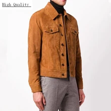 Классический Винтаж Для мужчин настоящая ворсистая коровья кожа куртка Повседневное Осень Теплые натуральный Кожаные куртки мотоциклетная кожаная тонкий кожаный жакет, верхняя одежда