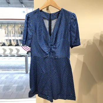 

Law Single 2020 V Collar Printing Leopard Print Gao Waist Short Sleeve Women's Wear Siamese Shorts 190490