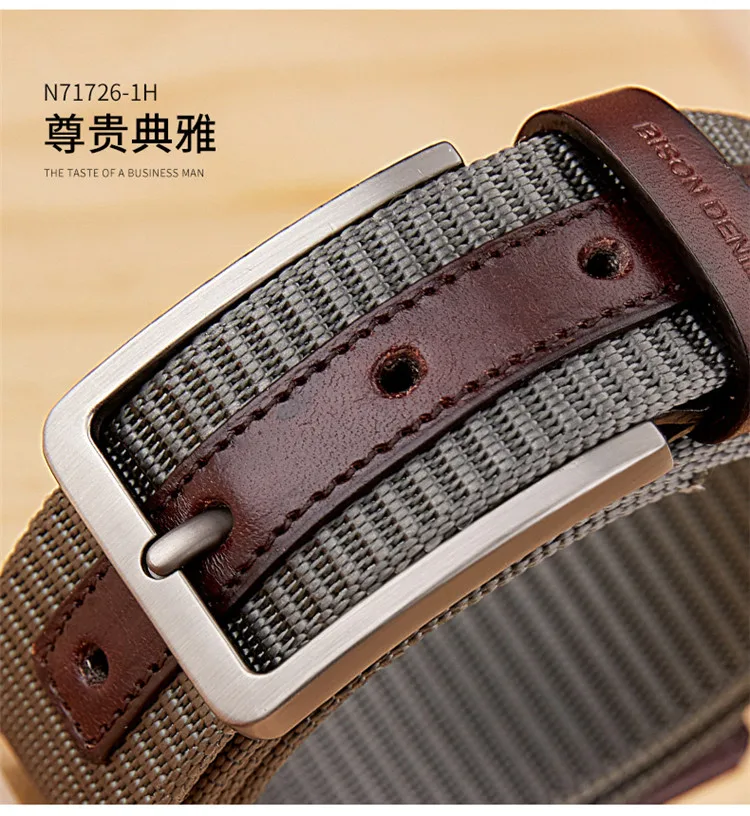 branded belt for men BISN DENIM High Quality Men Belt Luxury Strap Tactical Military Canvas Waistband Genuine Leather Training Belt Pin Buckle Belt men's belts