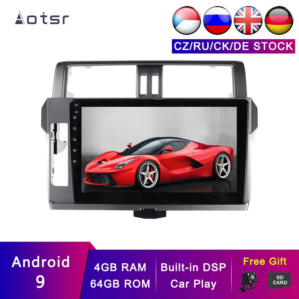 AOTSR Android 9 Автомобильный плеер для Toyota Land Cruiser Prado 150 2013 2017 GPS навигация 2 Din радио DSP