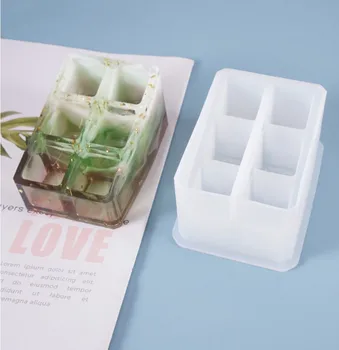 

DIY Crystal Molds Lipstick Collection Box Square Table Decoration Container Silicone Mould For Resin Making Storage Resin Mold