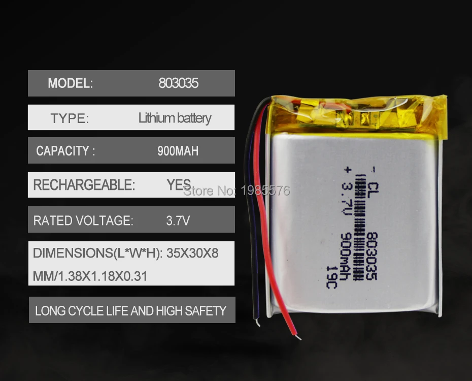 3,7 в 1000 мАч 803040 литий-ионный аккумулятор для gps psp mp3 mp4 mp5 Bluetooth динамик звук мобильный Карманный ПК электронные книги сотовый