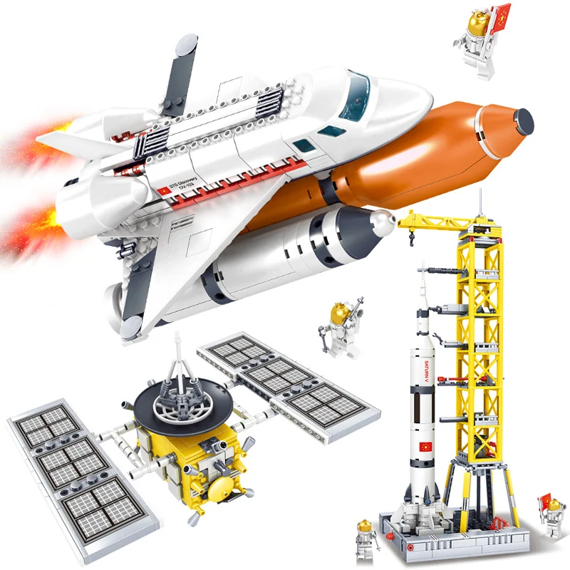 

KAZI Creator City Space Shuttle Rocket Satellite Station Technic Building Blocks Star Bricks Model legoinglys Toys for Children