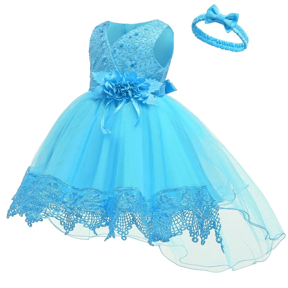 Baby Girls Dresses Applique Bead Princess Dress Toddler Girl Trailing Wedding Party Dress Birthday Ball Gown Vestidos Kids Dress (2)