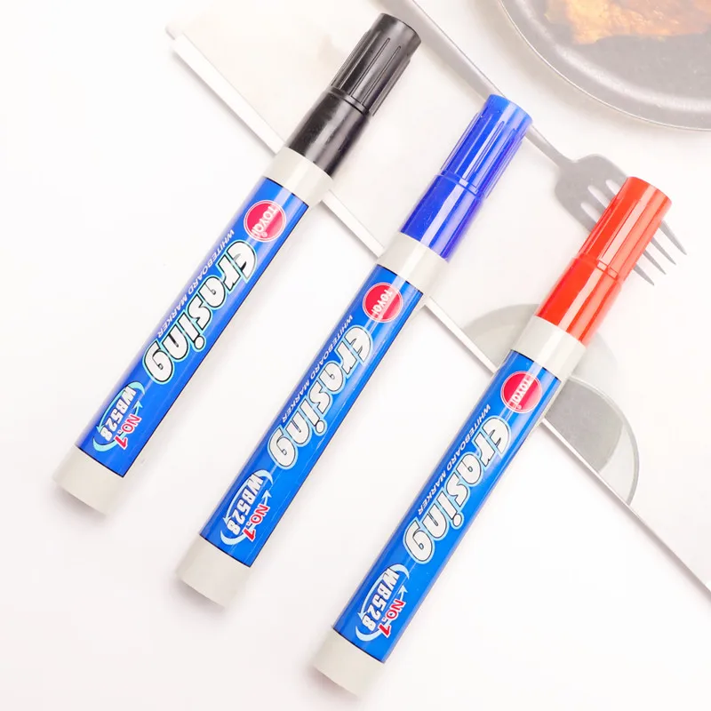 3pcs Erasable Marker Pen Whiteboard School Dry Erase Markers Blue Black Red Office Supplies