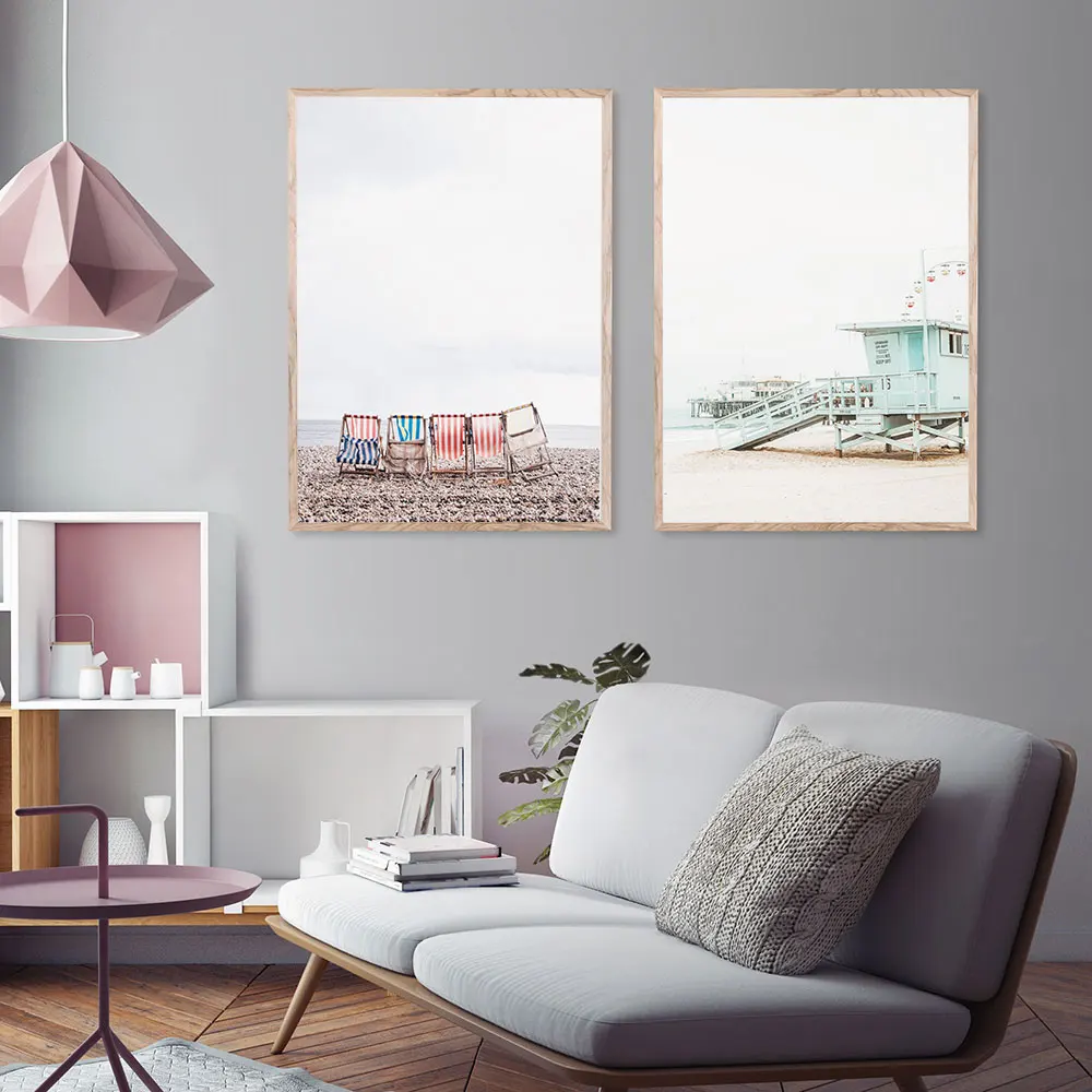 Nordic Style Landscape Poster Beach Palm Tree Reed Canvas Painting Wall Art Picture For Home Design Scandinavian Decor | Дом и сад