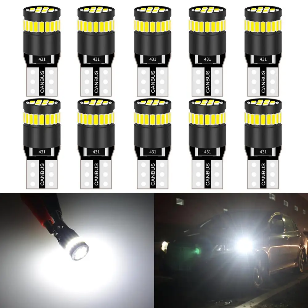 Светодиодный светильник 10x T10 194 168 175 2825 W5W 158 161 3014 SMD 6000K с резистором Canbus для