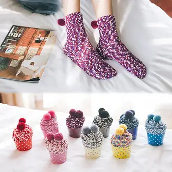 

Cake Shape Women Girl Warm Soft Fluffy Middle Tube Room Bed Floor Cozy Socks Cute Socks