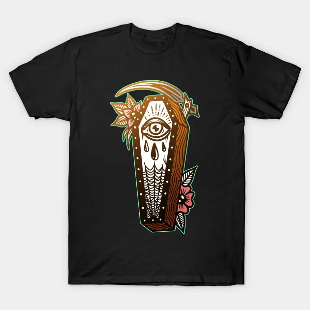 Мужская футболка Coffin Scythe Grim Reaper винтажная тату флэш американская Традиционная