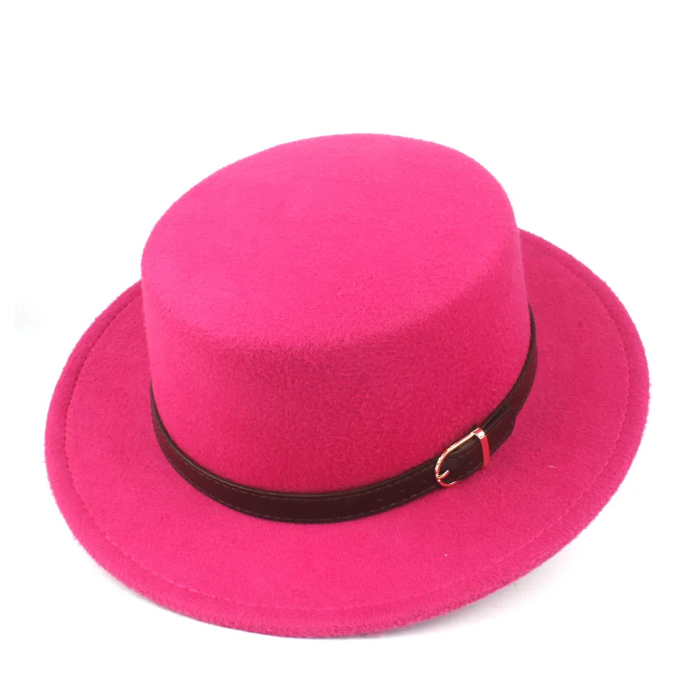Мужская и Женская шерстяная фетровая шляпа на плоской подошве, джазовая шляпа для джентльмена, Повседневная дикая Очаровательная шляпа для элегантной леди, шляпка для церкви, размер 56-58 см