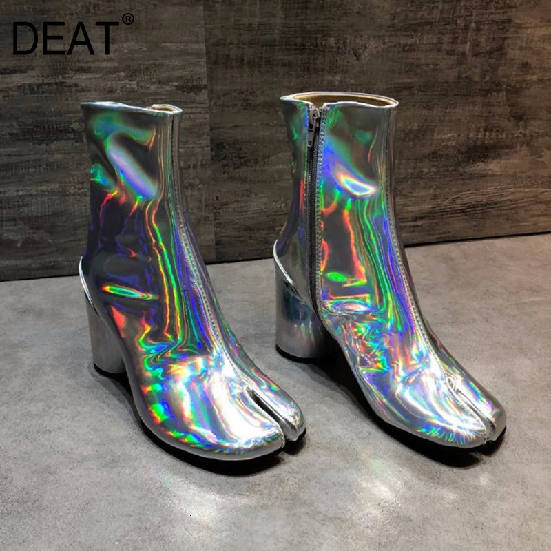 [DEAT] г. Разноцветная бархатная обувь из искусственной кожи с разрезом носком женские полусапожки на высоком каблуке Новая модная осенне-зимняя обувь, 10F049