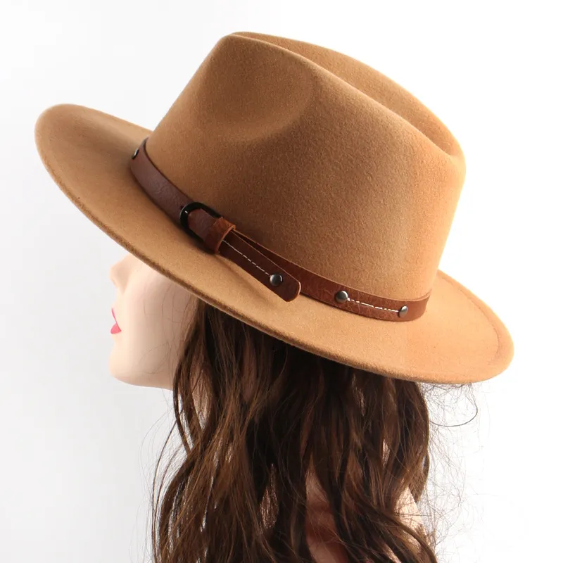 Fedora hat features men's hats ladies felt jazz ring buckle accessories Panama Fedora hats шляпаженская 1