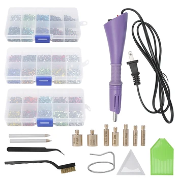 

Hot Sale 6000pcs Hot Fix Rhinestones Hotfix Applicator with 7 Nozzles Crystal Glass Rhinestone Iron-on Wand Strass