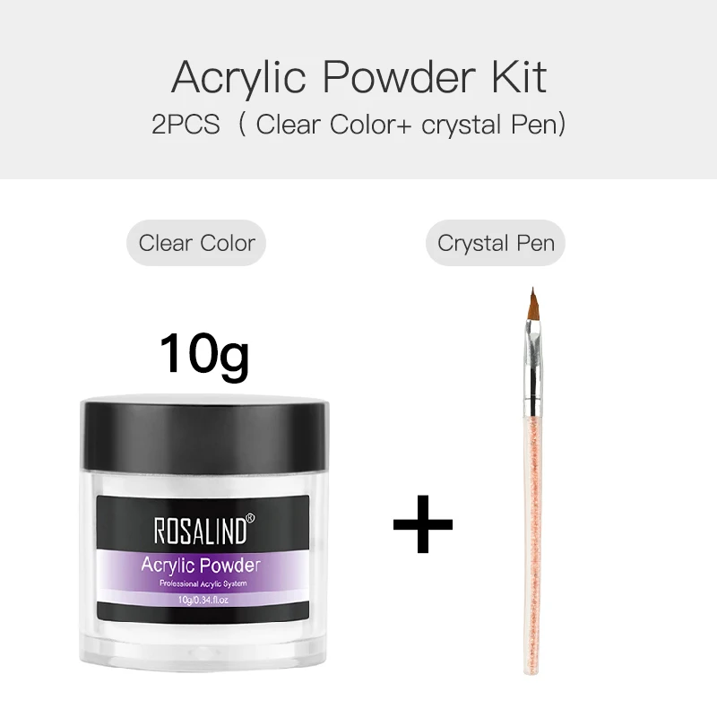 10g-2pcs-Set 3 Полигель ROSALIND для наращивания ногтей, акриловый набор пудры для вырезания кристаллов, инструменты для создания пудры, маникюрный набор, акриловый набор для ногтей - Цвет: 10g-2pcs-Set 3