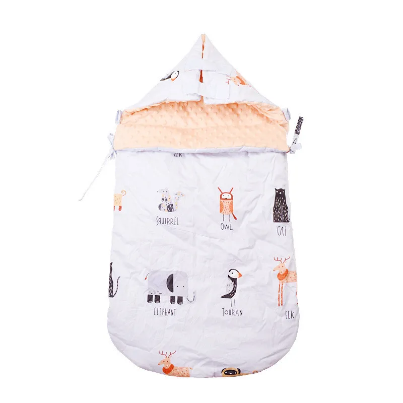 Детский конверт для новорожденного, одеяло с шапкой, спальный мешок для малыша, бархатный хлопок, для младенцев, зимний принт YCZ034 - Цвет: G
