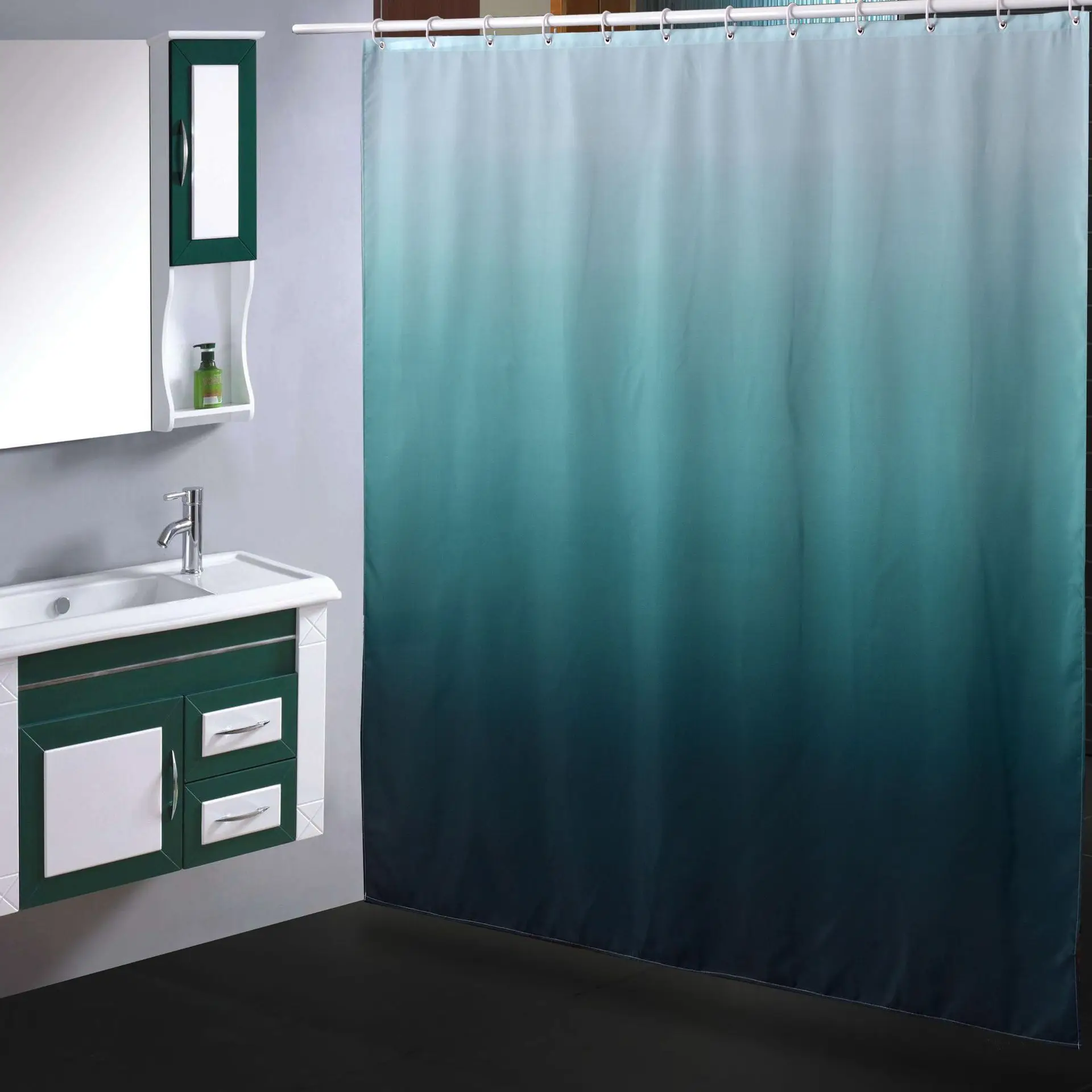 Waterproof Shower Curtain Set With Hooks Solid Color Bathroom Curtains For Batht 