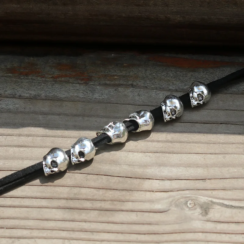 Small Skull Metal Hair Braid Dreadlock Beads Cuffs Tube Rings for Hair Styling 6PCS