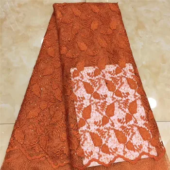 

Wholesale price orange French net lace fabric for wedding/party dress PAN113(5yards/lot) multi color