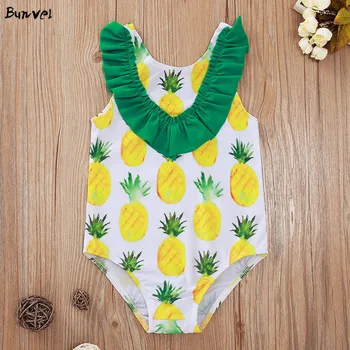 

bunvel Summer Baby Girl Swimsuit Swimwear Bathing Beachwear Ruffle Patchwork Pineapple Printed Bikini Baby Girl Clothes 2020