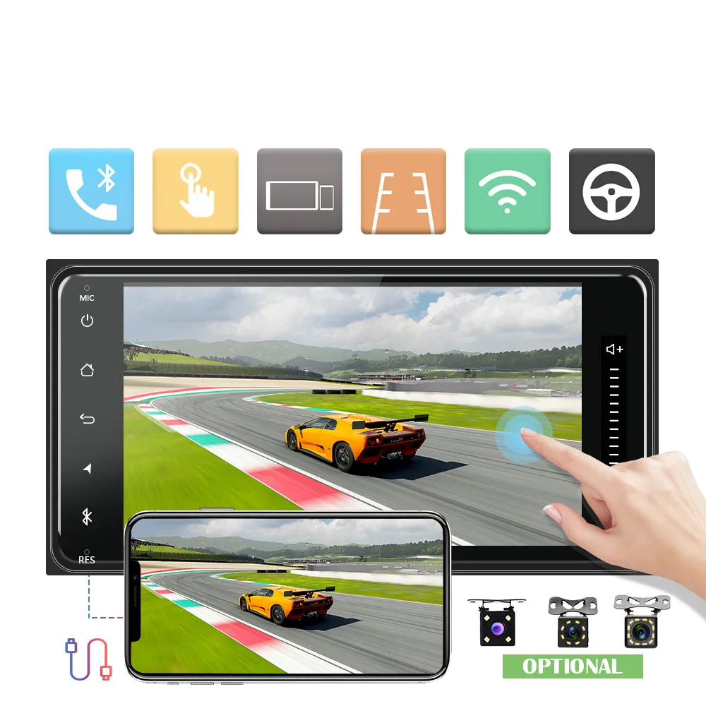 

Car Multimedia Player Andriod GPS Navigation HD Autoradio WiFi USB 2 Din 7" Car Audio Radio Stereo Backup Monitor Mp3 Bluetooth