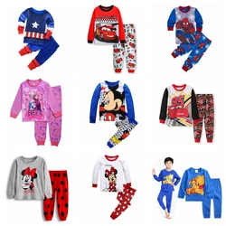 Crianças bebê pijamas conjunto menino meninas algodão dos desenhos animados pijamas manga longa pijamas terno spiderman carros mickey topos pant pijamas 2 7t