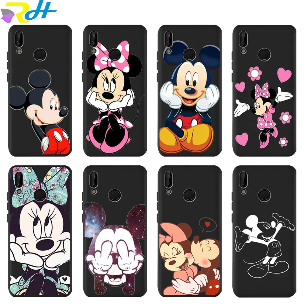

For funda Huawei P20 lite case Mickey Minnie black TPU cases for Huawei P8 lite 2017 Coque Etui for P20 P30 Pro P smart cover