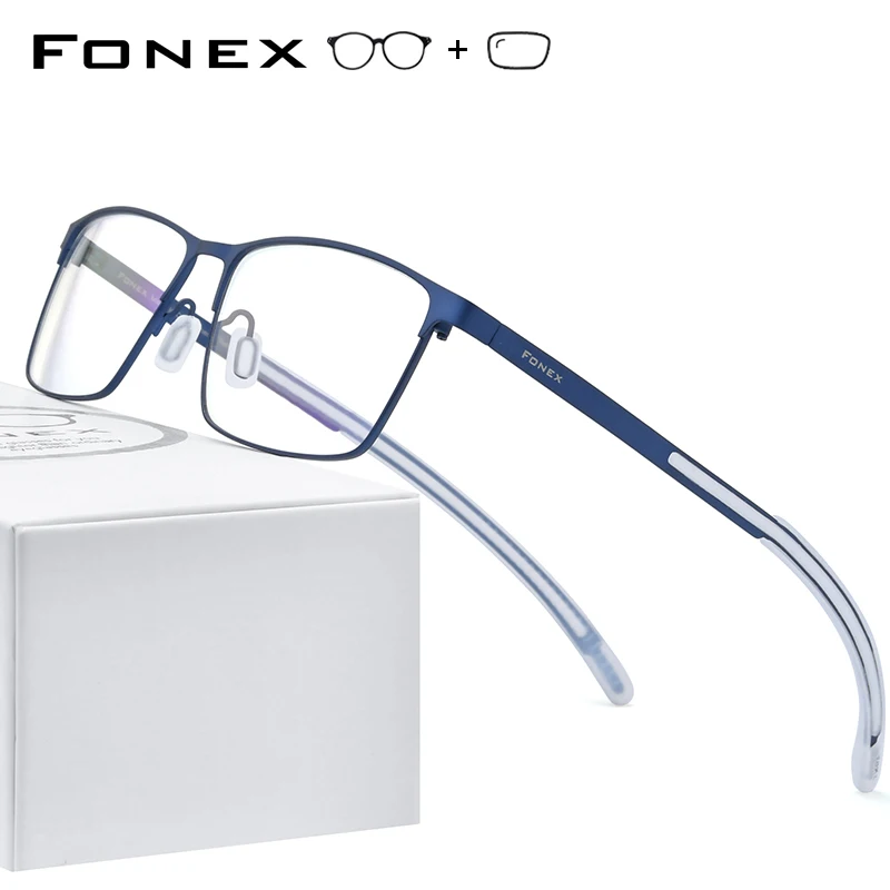 

FONEX Pure Titanium Prescription Glasses Men Square Myopia Optical Eyeglass Frame Man 2020 New Antiskid Silicone Eyewear 8521