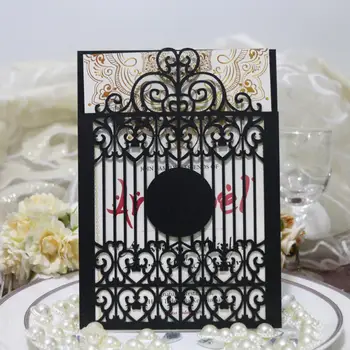 

30Pcs Pink Blue & White Square Laser Cut Wedding Invitations Card, Door Design Birthday Baby Shower Party Invites Card Paper
