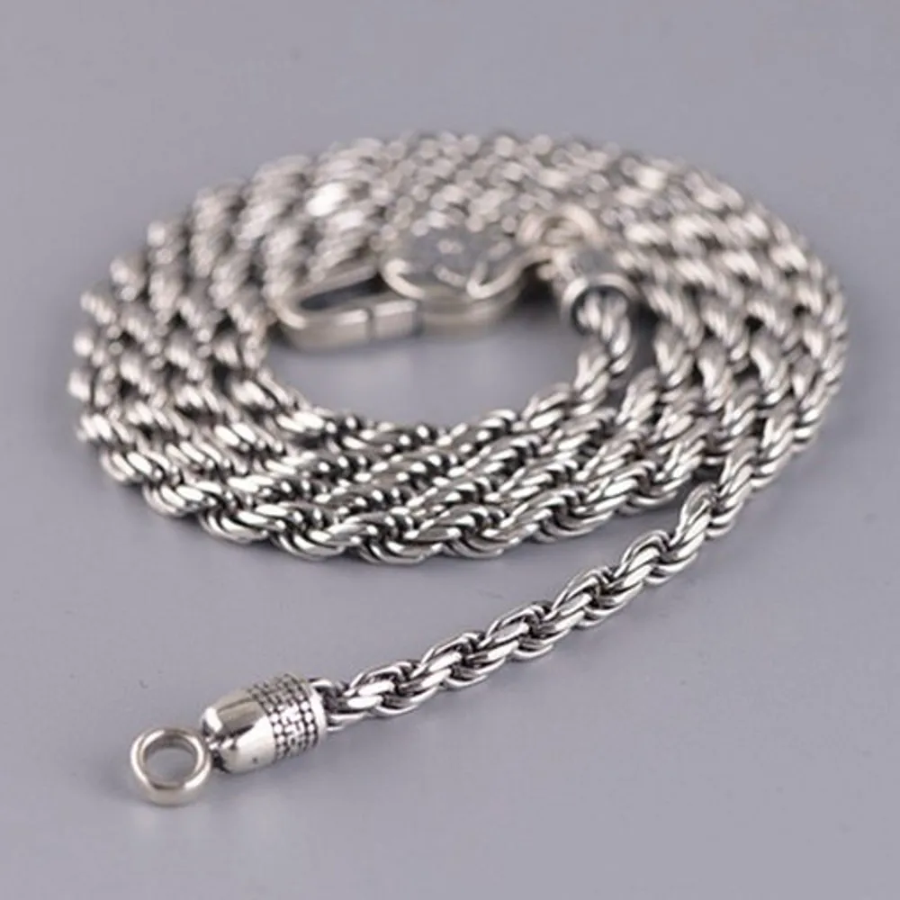 

BOCAI New Real s925 Pure Silver Fashion Six-Word Mantra Vajra Pestle Buckle Man Necklace Trendy Jewelry Accessories