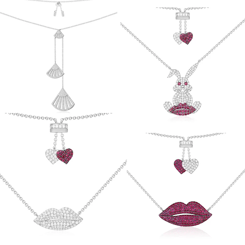 

Kelley high quality original 925 sterling silver necklace A lip rabbit shape PM brand design Monaco style ladies fashion jewelry