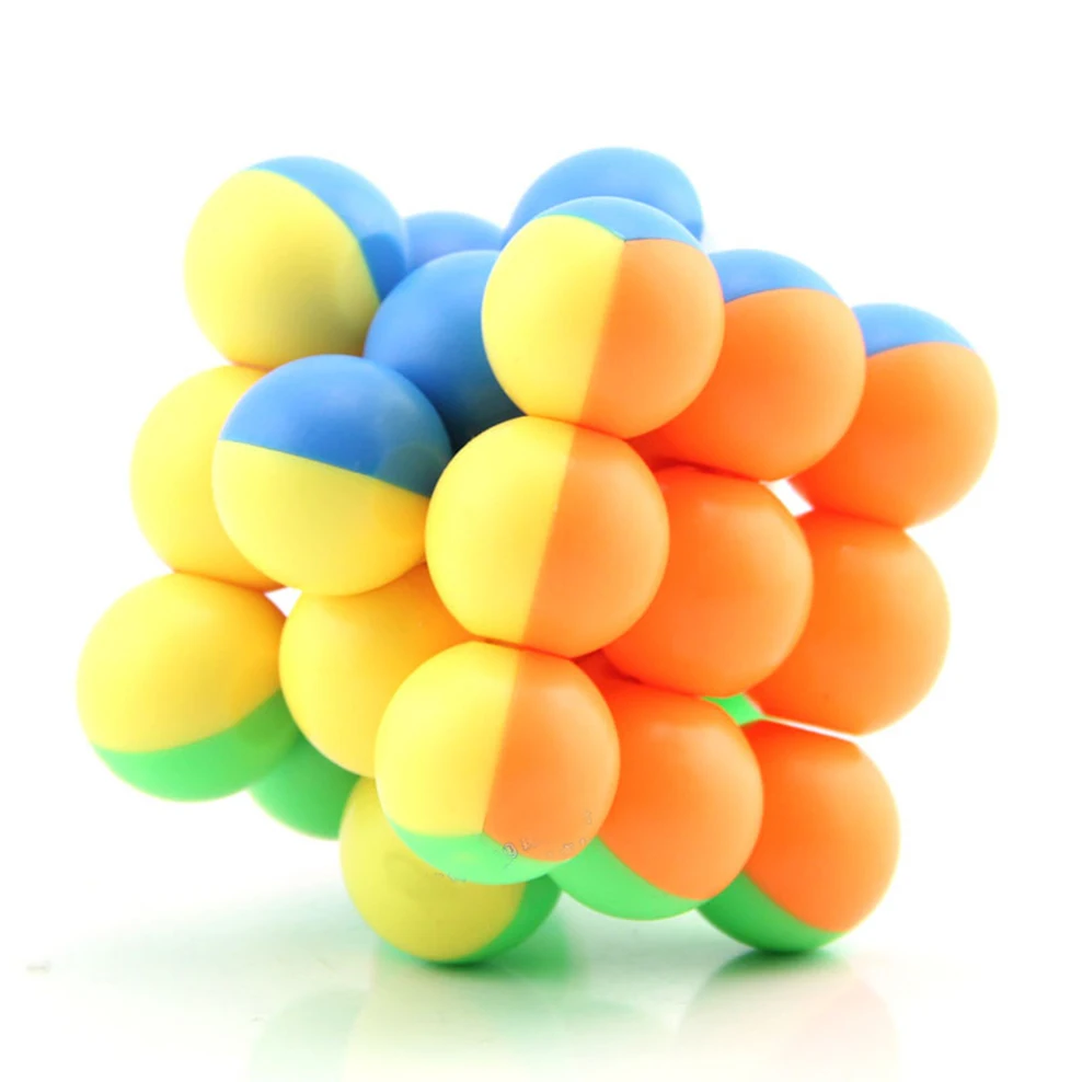 

Colorful round bead third-order cube Fluorescent ball shape 3rd order cube Children's puzzle cube toy Boy gift