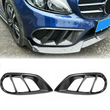 

Carbon Fiber Front Bumper Grill Fog Light Cover Trim for Benz W205 C43 AMG Sport 2015-18