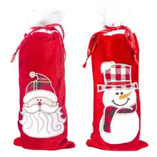 Рождественская бутылка вина обложка ткань фланелевая личность Санта-Клаус Снеговик узор новогодний вечерние Декоративная скатерть