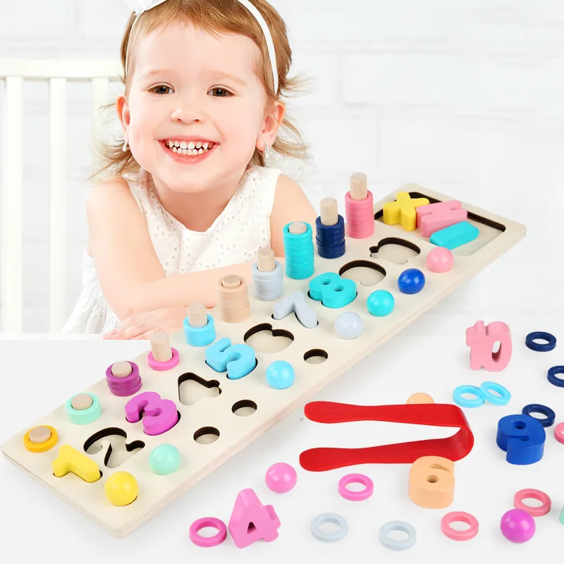 

[Lion ISHUAI] New Style Three-in-One jia zhu Numbers Board Children Counting Exercise Hand-Eye Coordination Toy