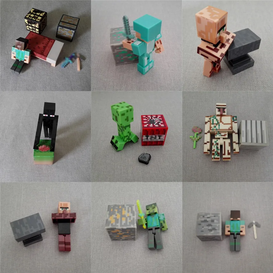 

Minecrafts toys PVC action figures Creeper armor Steve sword stone enderman model block toy collectible Gift for children kid