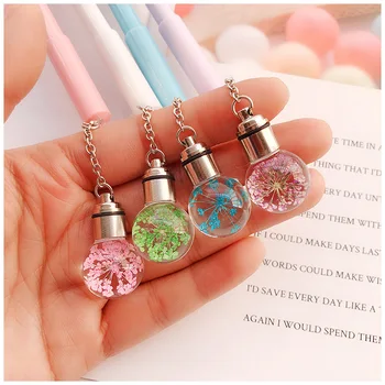 

1pcs Creative Glowing Light Bulb Gel Pen Cute Flowers Pendant Pen Black Ink Ball Pen Stationery Papelaria Caneta School Supplies