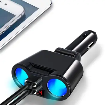 

3 in 1 12V Car Cigarette Lighter Socket Splitter Plug Dual USB Charger Voltage Current Monitor for iphone Smartphone