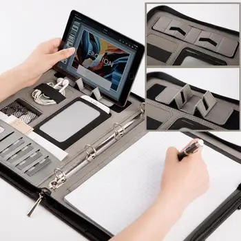 

Luxury PU Leather Business Files Bag Multi-Purpose Magazine Tablet Phone Earphones Carrying Bag Card Organizer Document Folder