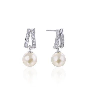 

FUN-BEAUTY New Women's S925 Sterling Silver Bead Earring Fashion Zircon Earring Temperament Earrings Classiac Ladies Eardrop