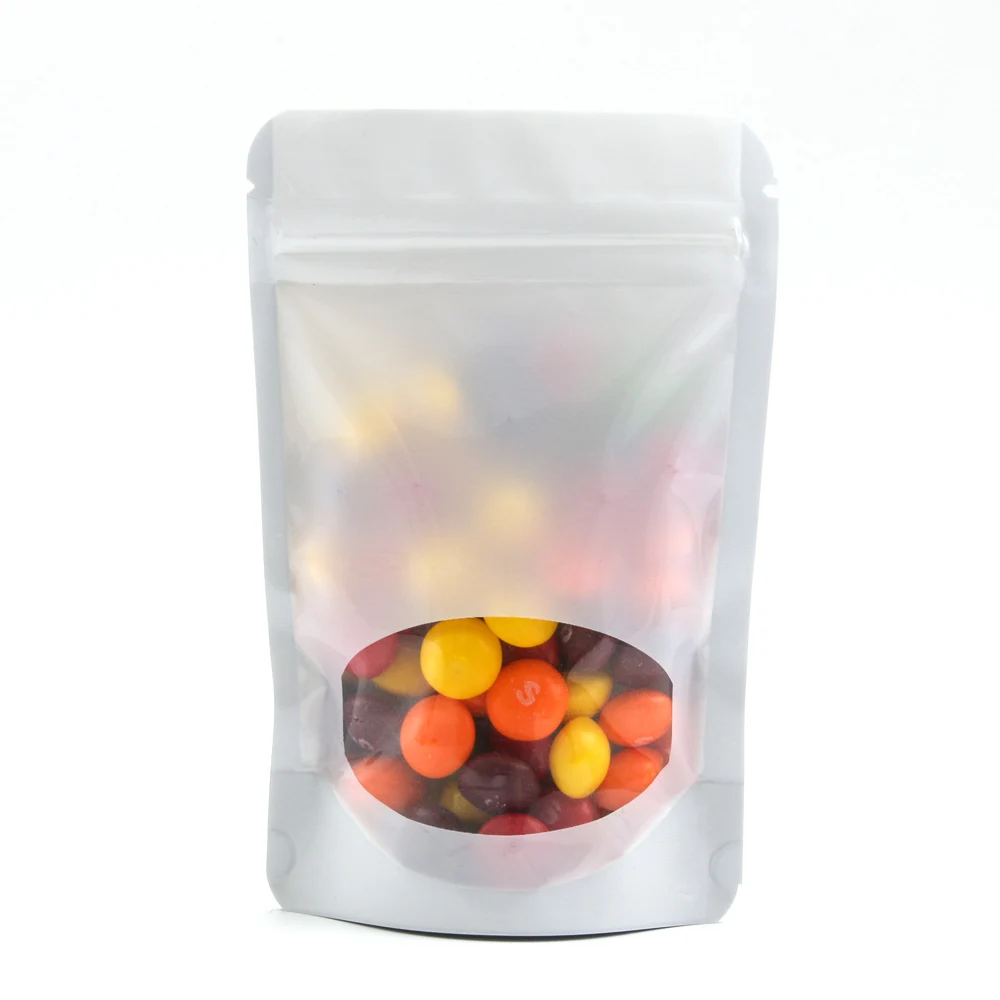 

9-26cm Width Big Glossy White Heat Sealable Zip Lock Plastic Storage Bag Stand Up Food Powder Aluminum Foil Mylar Pouches 50PCS