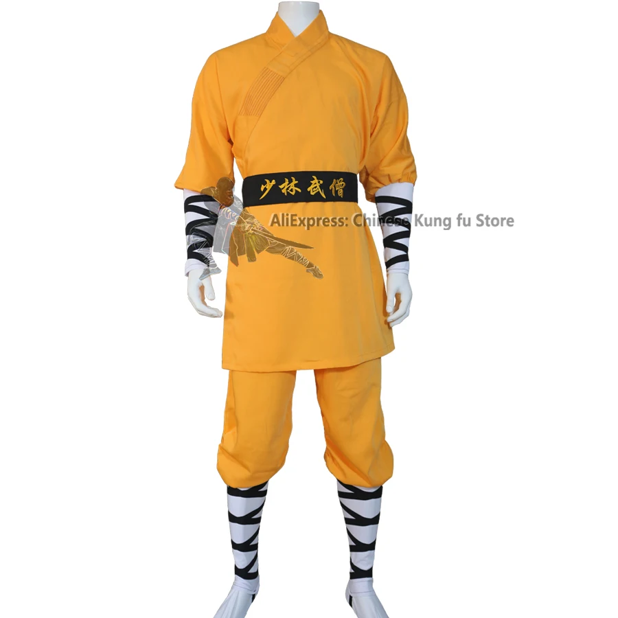 Shaolin Monk Uniform Wushu Competition Suit Kung Fu Arti Marziali Robes Yellow Beautiful