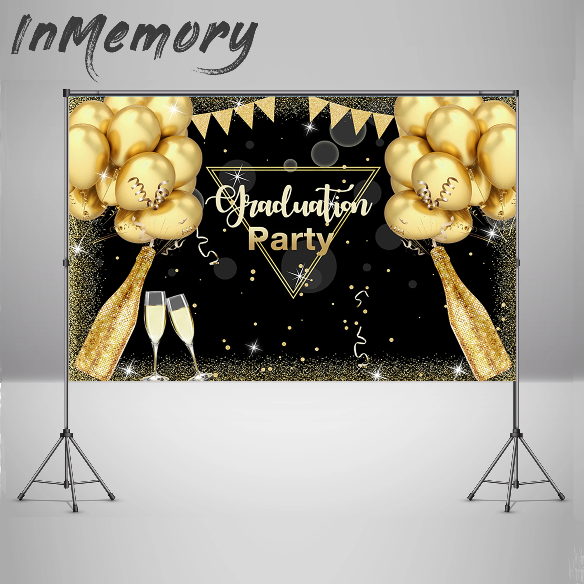 Class Of 2021 Graduation Background Black And Gold Balloons Party ...