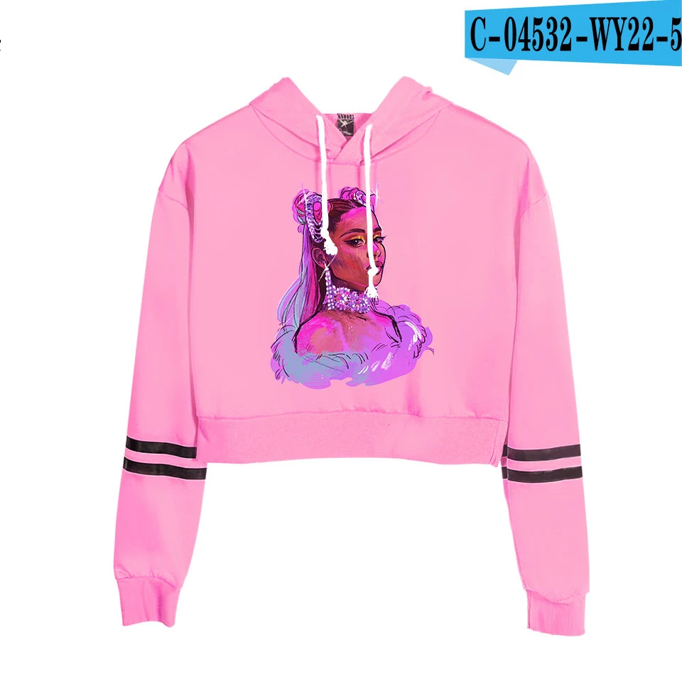 pink Hot Ariana Grande crop Top Hoodies women Fashion Cotton Harajuku Autumn Women's/girl's Hoodies And orange Sweatshirt - Цвет: pink