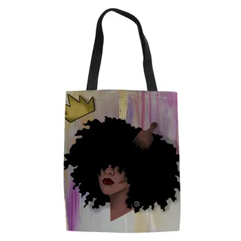 

Women Canvas Messenger Bag Female Handbag Afro Art Princess Shoulder Bag Ladies Beach Top-Handle Tote Purse Bolsa