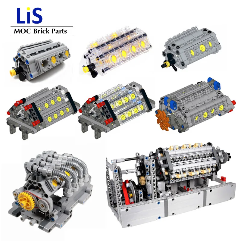 Конструктор MOC высокотехнологичный V8 8-цилиндровый двигатель V3 V6 V12 W12 V16 W16